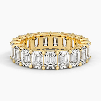 Emerald Cut Full Eternity 10k Solid Gold Lab Grown Diamond Rings