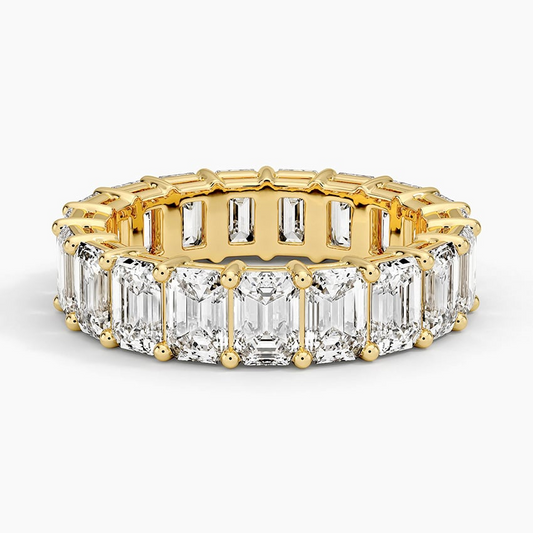 Emerald Cut Full Eternity 10k Solid Gold Lab Grown Diamond Rings