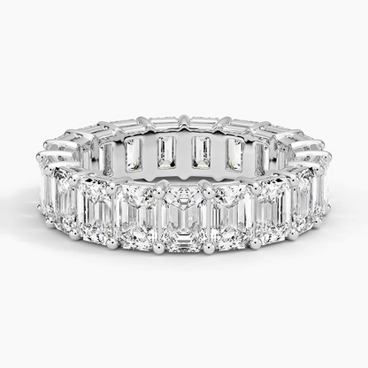 Emerald Cut Full Eternity 10k Solid Gold Lab Grown Diamond Rings