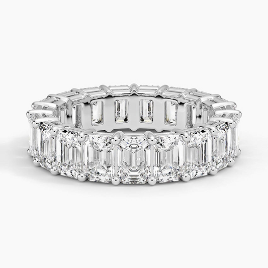 Emerald Cut Full Eternity 10k Solid Gold Lab Grown Diamond Rings