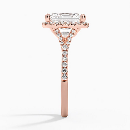 5Ct Asscher Lab Grown Diamond Halo Engagement Ring