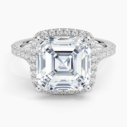 5Ct Asscher Lab Grown Diamond Halo Engagement Ring