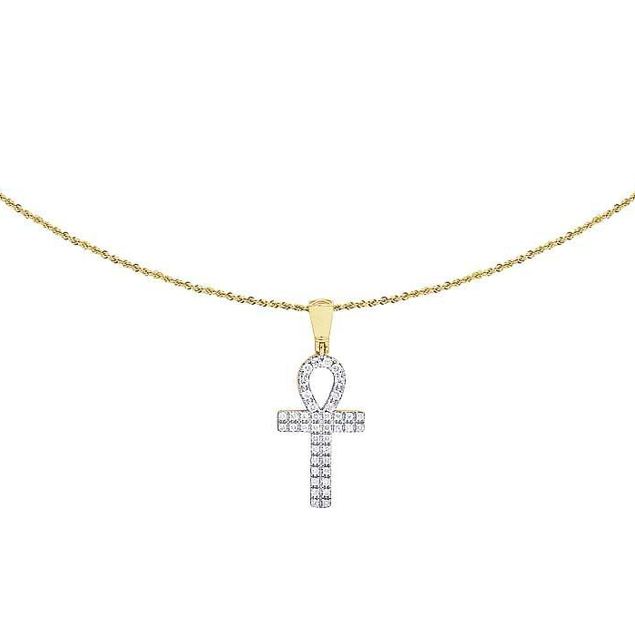 1.2 CTW Lab Grown Diamond Egyptian Ankh Cross Pendant