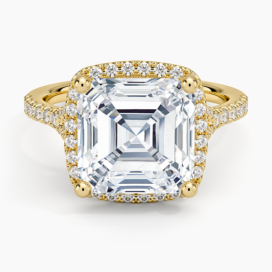 5Ct Asscher Lab Grown Diamond Halo Engagement Ring
