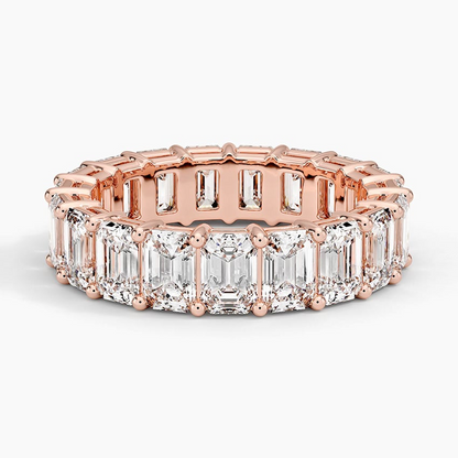 Emerald Cut Full Eternity 10k Solid Gold Lab Grown Diamond Rings