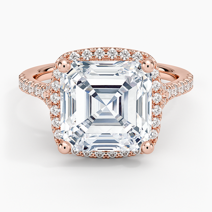 5Ct Asscher Lab Grown Diamond Halo Engagement Ring