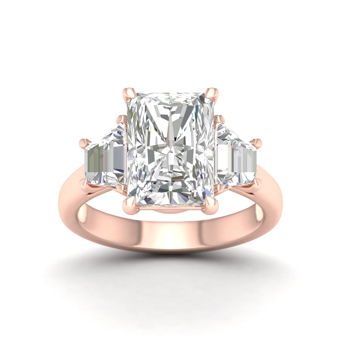 3.60 CTW Three Stone Radiant Cut Lab Grown Diamond Ring