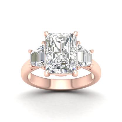 3.60 CTW Three Stone Radiant Cut Lab Grown Diamond Ring