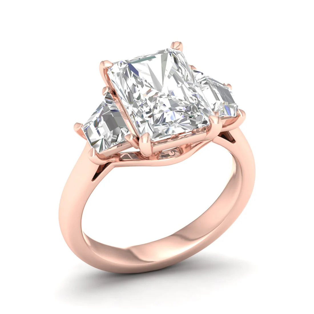 3.60 CTW Three Stone Radiant Cut Lab Grown Diamond Ring