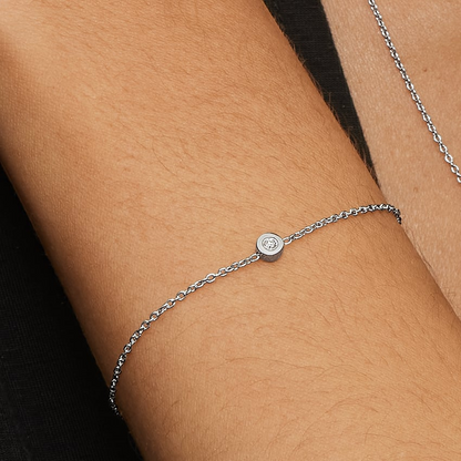7 inch 0.06CTW Lag Grown Diamond Bezel Bracelet in Silver