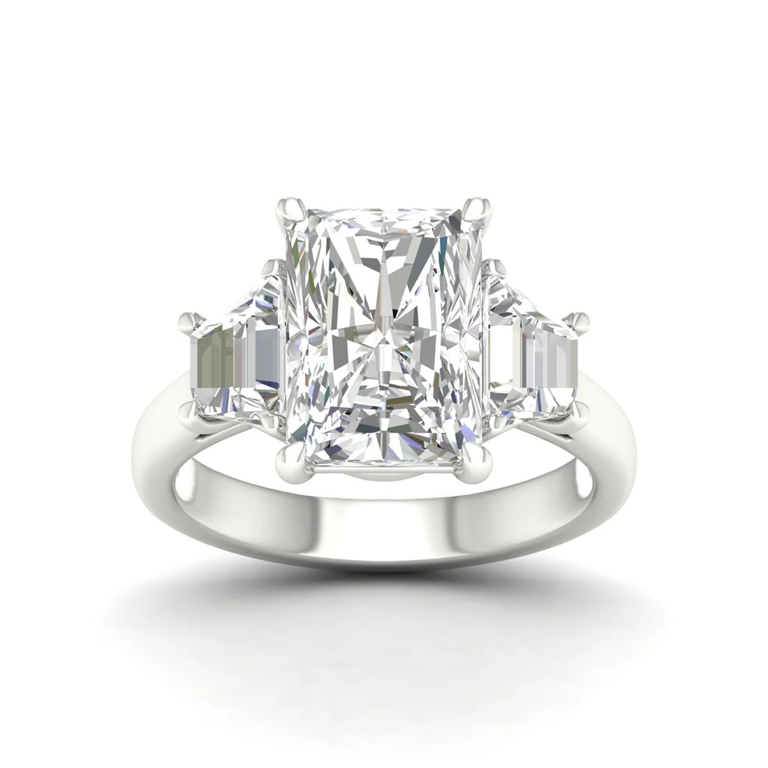 3.60 CTW Three Stone Radiant Cut Lab Grown Diamond Ring