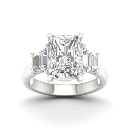 3.60 CTW Three Stone Radiant Cut Lab Grown Diamond Ring