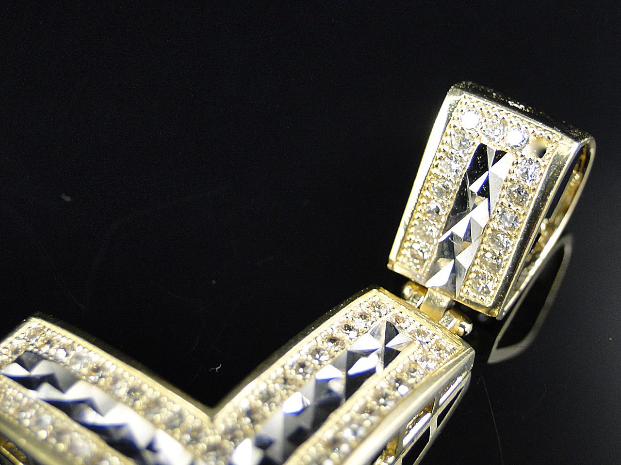 10K Solid Gold Lab Grown Diamond Cross Dome Pendant