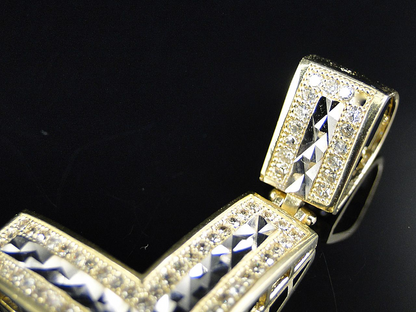 10K Solid Gold Lab Grown Diamond Cross Dome Pendant