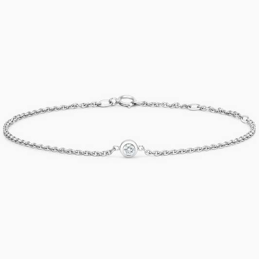 7 inch 0.06CTW Lag Grown Diamond Bezel Bracelet in Silver