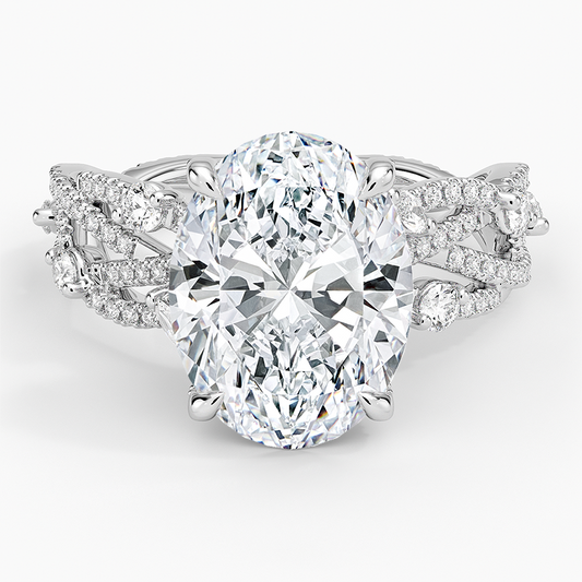 4CT Oval Cut Diamond white Gold Engagement Ring
