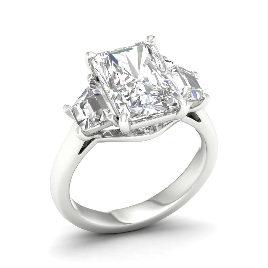 3.60 CTW Three Stone Radiant Cut Lab Grown Diamond Ring