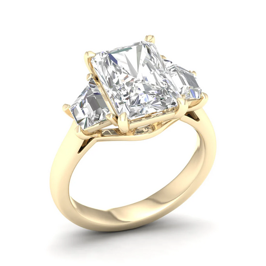 3.60 CTW Three Stone Radiant Cut Lab Grown Diamond Ring