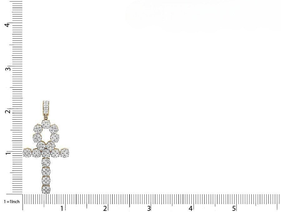 Lab Grown Diamond 10K Egyptian Cluster Ankh Cross Pendant