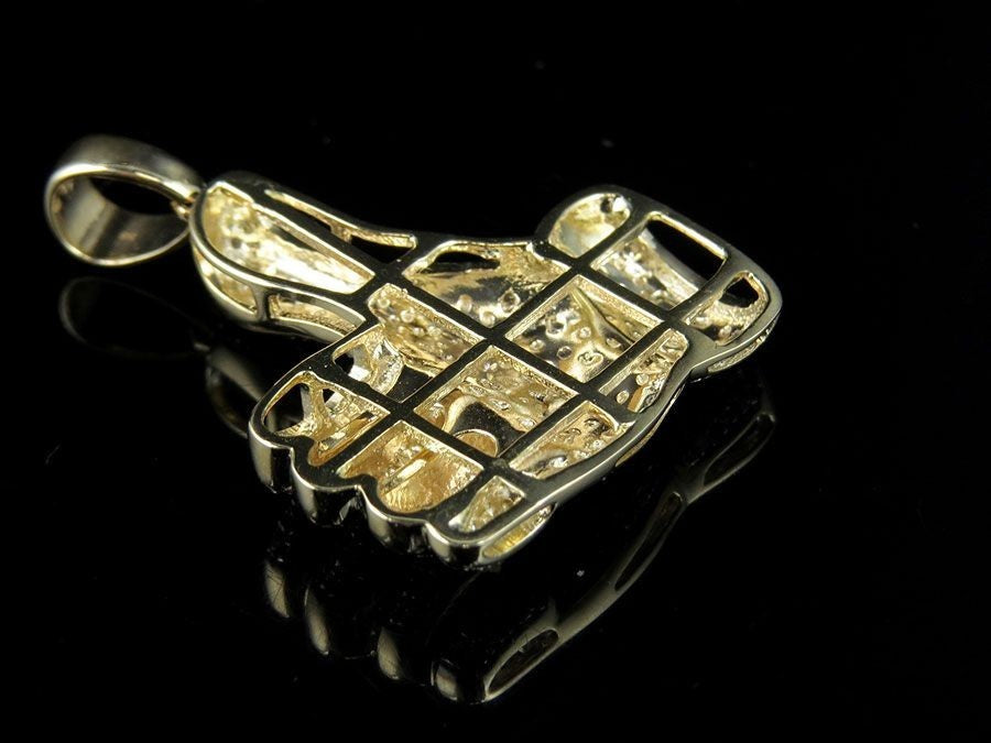 1.4 Inch Lab Grown Diamond 10K Gold Thumbs Up Pendant