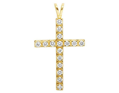 1.50 CTW Lab Grown Diamond One Row Solitaire Cross Pendant