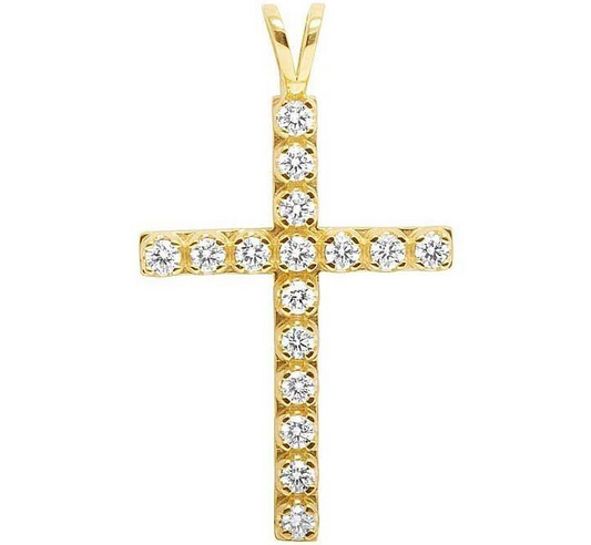 1.50 CTW Lab Grown Diamond One Row Solitaire Cross Pendant