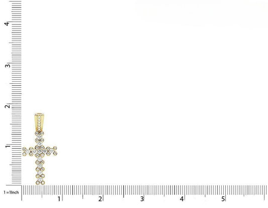 Lab Grown Diamond 10k One Row Solitaire Cross Pendant