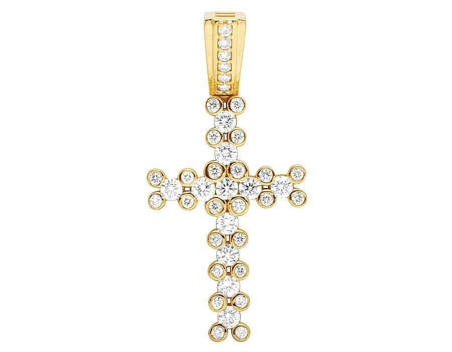 Lab Grown Diamond 10k One Row Solitaire Cross Pendant