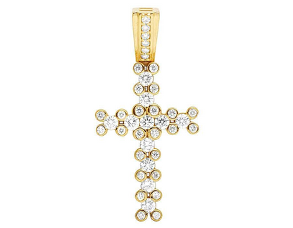 Lab Grown Diamond 10k One Row Solitaire Cross Pendant