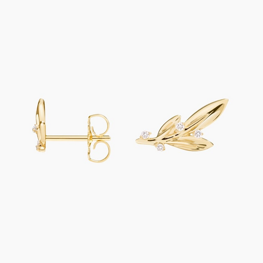 Unique Leaf Pattern Lab Grown Diamond Stud Earrings