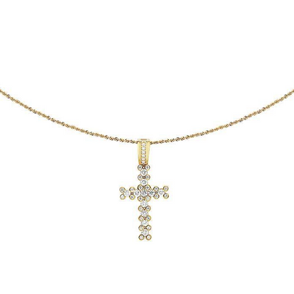Lab Grown Diamond 10k One Row Solitaire Cross Pendant