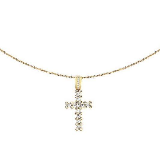 Lab Grown Diamond 10k One Row Solitaire Cross Pendant