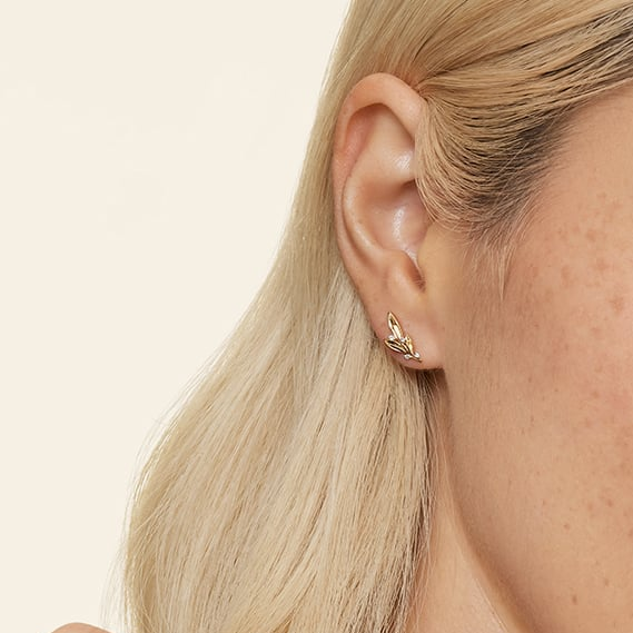 Unique Leaf Pattern Lab Grown Diamond Stud Earrings