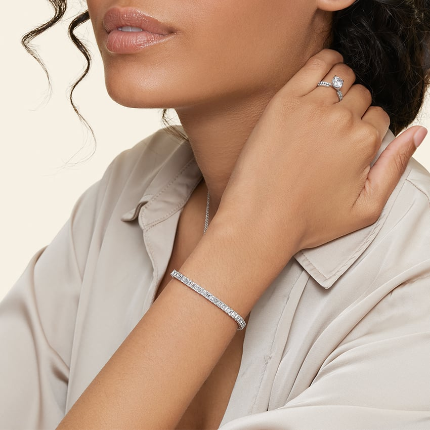 9CTW 7 inch Emerald Cut Lab Grown Diamond Tennis Bracelet