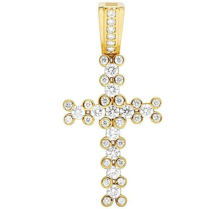 Lab Grown Diamond 10k One Row Solitaire Cross Pendant