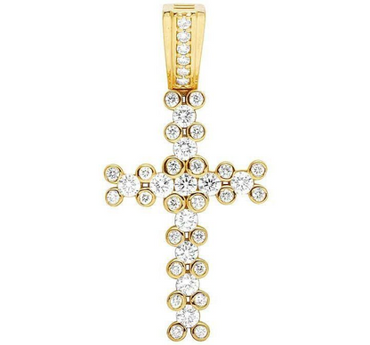 Lab Grown Diamond 10k One Row Solitaire Cross Pendant