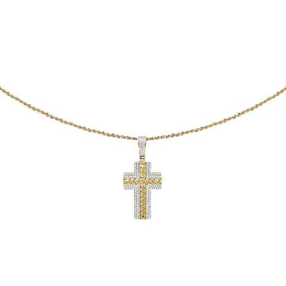 10K Lab Grown Diamond Cuban Link Cross Pendant