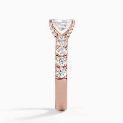 1Ct Radiant Lab Grown Diamond Half Coverage Ring