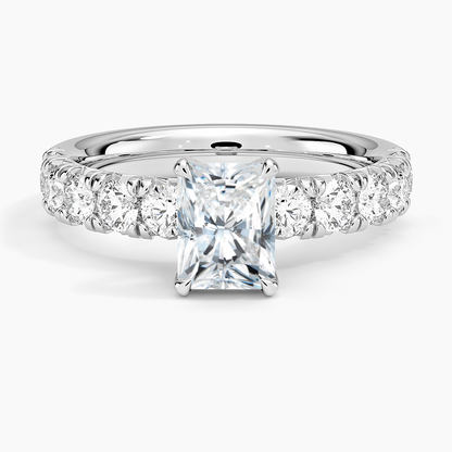 1Ct Radiant Lab Grown Diamond Half Coverage Ring
