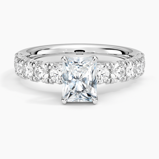 1Ct Radiant Lab Grown Diamond Half Coverage Ring