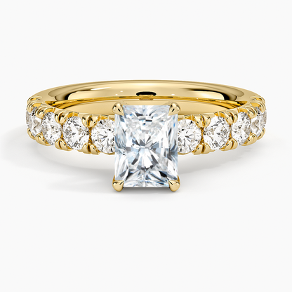 1Ct Radiant Lab Grown Diamond Half Coverage Ring
