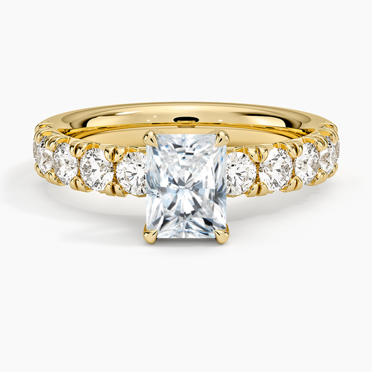 1Ct Radiant Lab Grown Diamond Half Coverage Ring