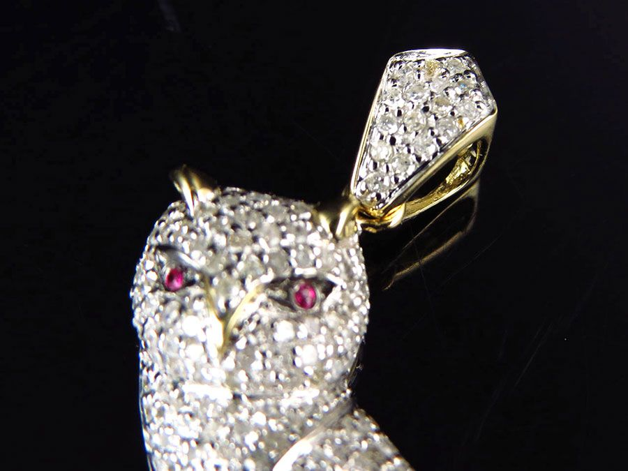 1.25 Inch Lab Grown Diamond 10K Gold Owl Pendant
