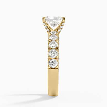 1Ct Radiant Lab Grown Diamond Half Coverage Ring