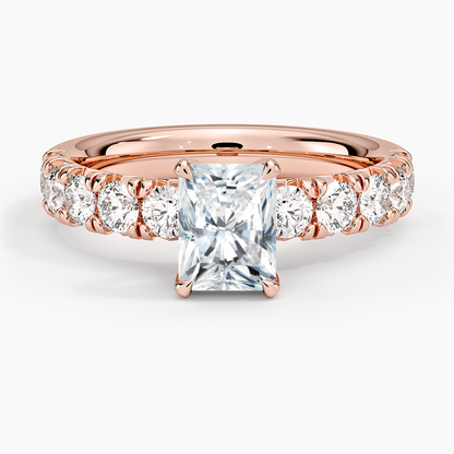 1Ct Radiant Lab Grown Diamond Half Coverage Ring