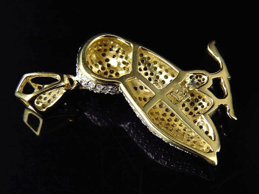 1.25 Inch Lab Grown Diamond 10K Gold Owl Pendant