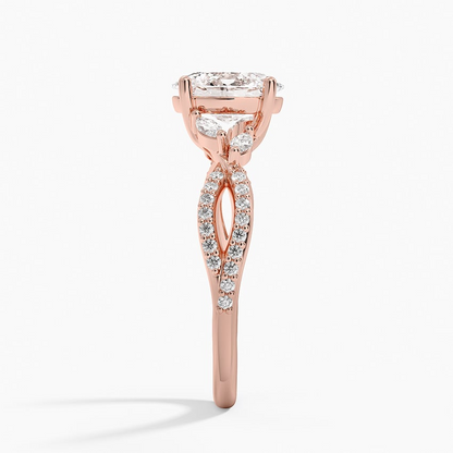 11/4Ct Oval Lab Grown Diamond Twisted Ring
