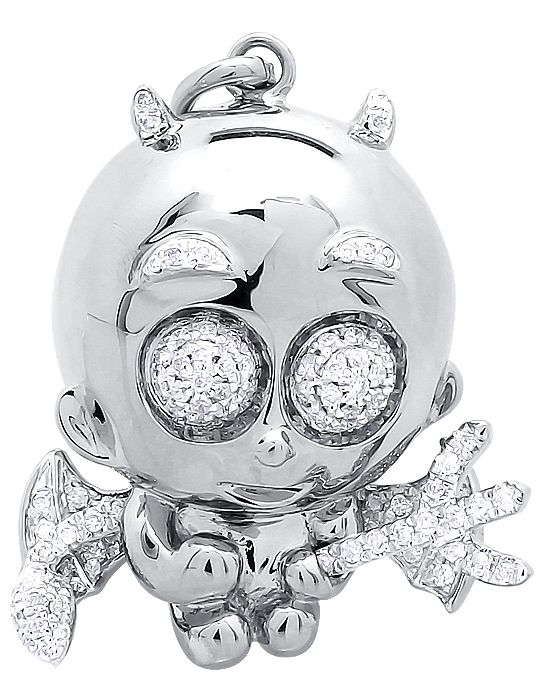 10K Gold Lab Grown Diamond Naughty Cupid Angel Pendant