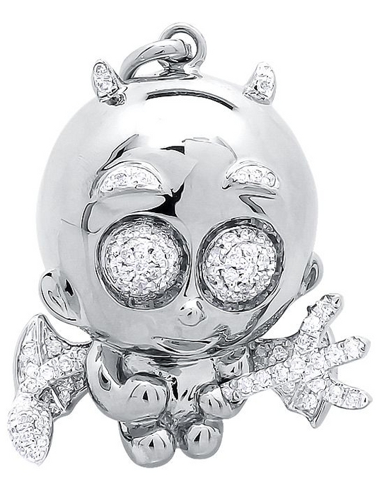 10K Gold Lab Grown Diamond Naughty Cupid Angel Pendant