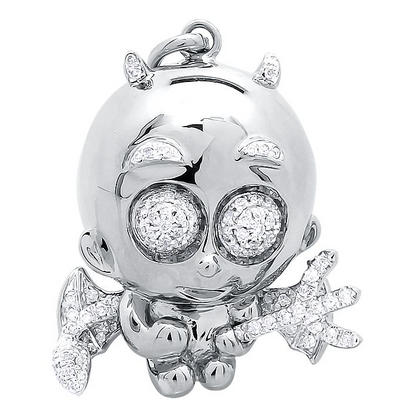 10K Gold Lab Grown Diamond Naughty Cupid Angel Pendant